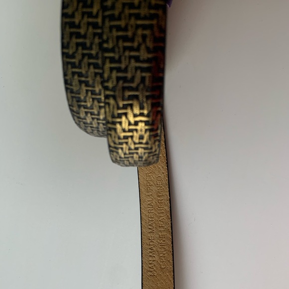 None Accessories - Gold and black patterned belt